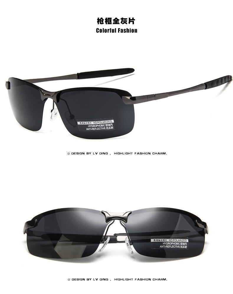 UV400 Goggles New Alloy Aluminum Men Sunglasses Brand Design Polarized Sun Glasses Driving Male Fashion Eyewear Rimless Outdoor