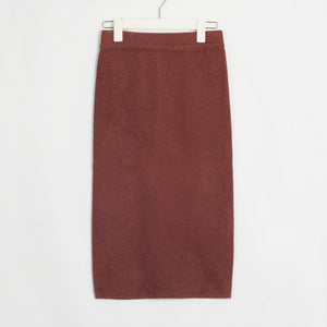Wixra Womens Knitted Straight Skirts Solid Basic Ladies High Waist Knee-length Skirt Streetwear 2020 Autumn Winter New
