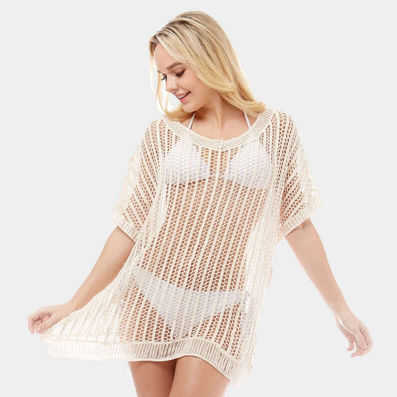 Crochet Fishnet Cover Up Cardigan  Swimsuit Summer Beach