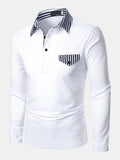 Mens Contrast Striped Regular Fit Long Sleeve Golf Shirt