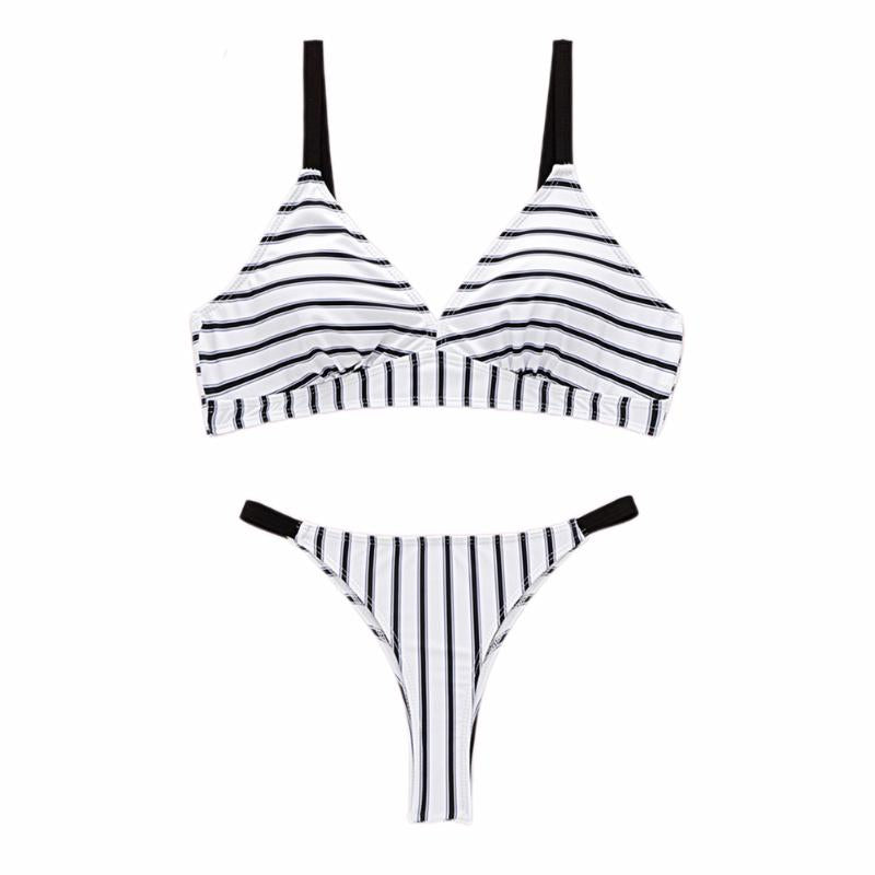 Women Stripe Bikini Set Push Up Padded Top Low Waist Thong 2 Piece Split Swimsuit Swimming Suit For Women Party Clothes1