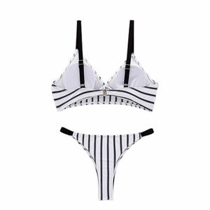 Women Stripe Bikini Set Push Up Padded Top Low Waist Thong 2 Piece Split Swimsuit Swimming Suit For Women Party Clothes1