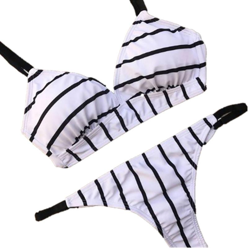 Women Stripe Bikini Set Push Up Padded Top Low Waist Thong 2 Piece Split Swimsuit Swimming Suit For Women Party Clothes1