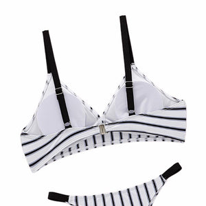 Women Stripe Bikini Set Push Up Padded Top Low Waist Thong 2 Piece Split Swimsuit Swimming Suit For Women Party Clothes1