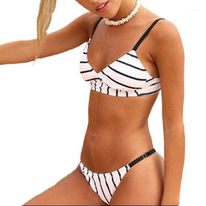 Women Stripe Bikini Set Push Up Padded Top Low Waist Thong 2 Piece Split Swimsuit Swimming Suit For Women Party Clothes1