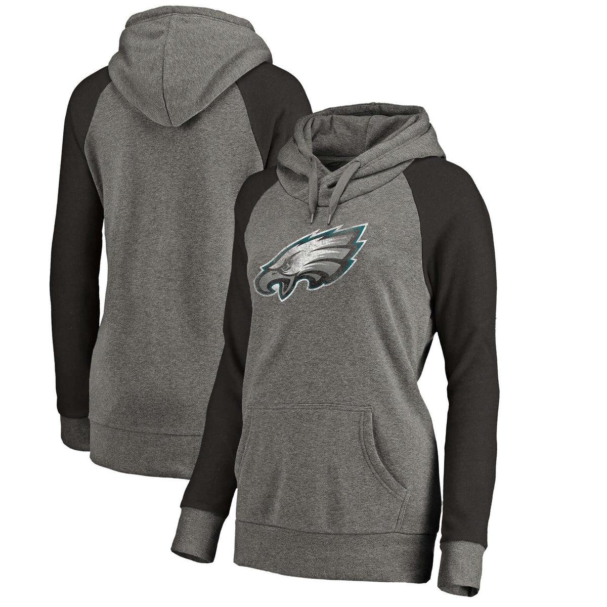 Philadelphia Eagles NFL Pro Line by Fanatics Branded Women's Team Raglan Tri-Blend Pullover Hoodie - Heathered